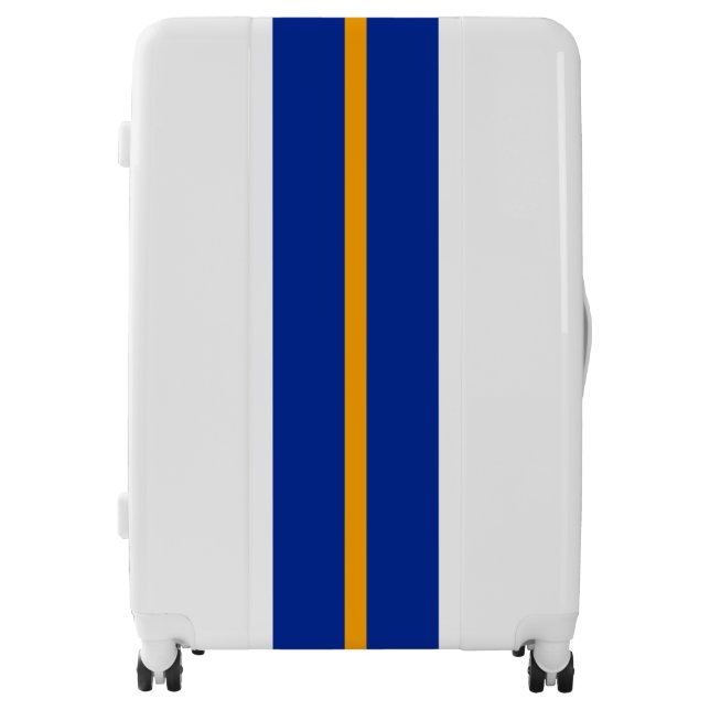 Sporty Golden Yellow Royal Blue Racing Stripes Luggage (Front)