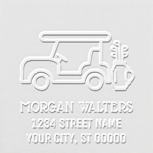 Sporty Golf Cart Golf Clubs Name Address Embosser
