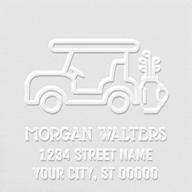 Sporty Golf Cart Golf Clubs Name Address Embosser (Design)