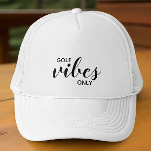 Sporty Golfer Black Golf Vibes Only Golfing Quote Trucker Hat