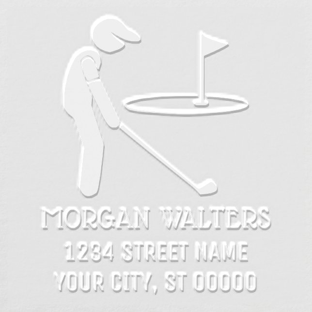 Sporty Golfer on the Putting Green Name Address Embosser (Design)