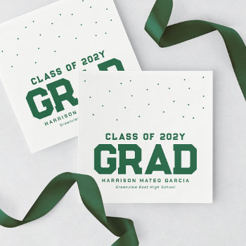 Sporty Grad Athlete Green Personalized Graduation Napkins by LeaDelaverisDesign at Zazzle