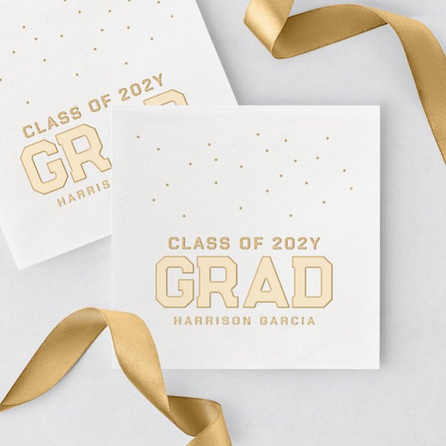 Sporty grad athlete personalized graduation foil napkins (Creator Uploaded)