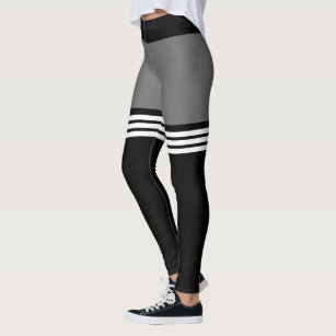 Gray leggings on sale with white stripes