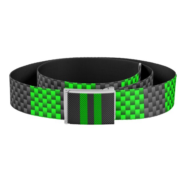 Sporty Green Carbon Fiber Style Racing Stripes Belt (Coil)
