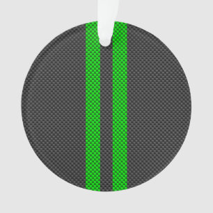 Sporty Green Carbon Fiber Style Racing Stripes Ornament