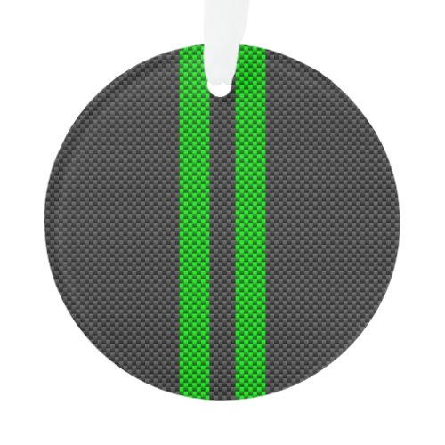 Sporty Green Carbon Fiber Style Racing Stripes Ornament