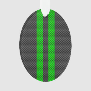 Sporty Green Carbon Fiber Style Racing Stripes Ornament