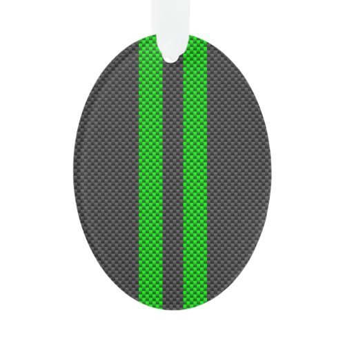 Sporty Green Carbon Fiber Style Racing Stripes Ornament