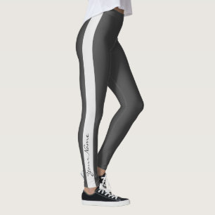 Sporty Grey Monochrome Vertical Band Leggings
