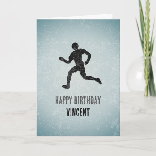 Sporty guys  athletic men _ Runner male birthday  Card