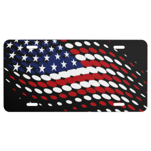 Sporty Halftone USA American Flag License Plate