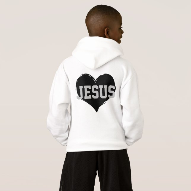 sporty heart JESUS lettering | Hoodie (Back Full)
