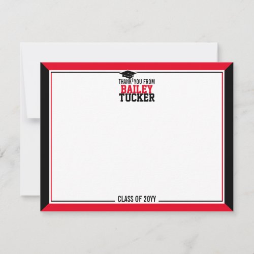 Sporty High School or College Graduation Thank You Note Card