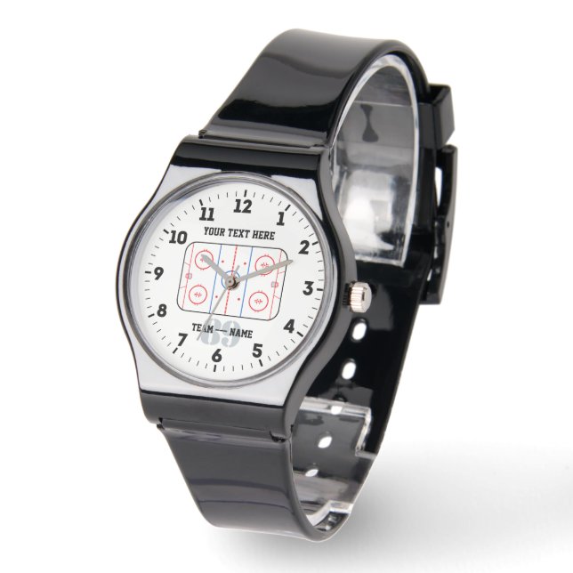 Sporty Hockey Ice Rink Diagram Design Watch (Angle)