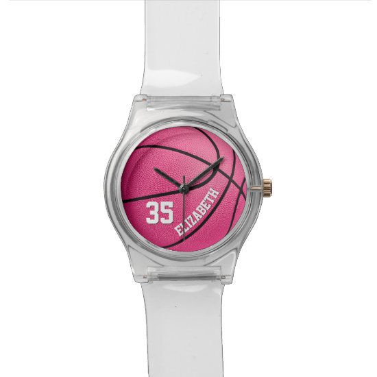 sporty hot pink custom girls' basketball watch