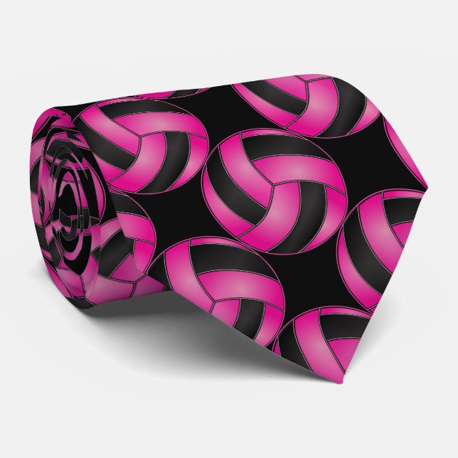 Sporty Hot Pink Volleyball Neck Tie (Rolled)