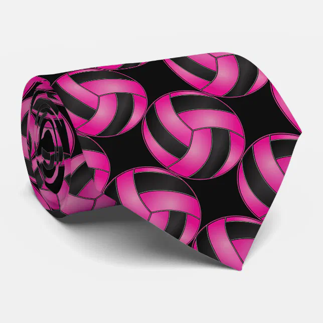 Sporty Hot Pink Volleyball Neck Tie Zazzle