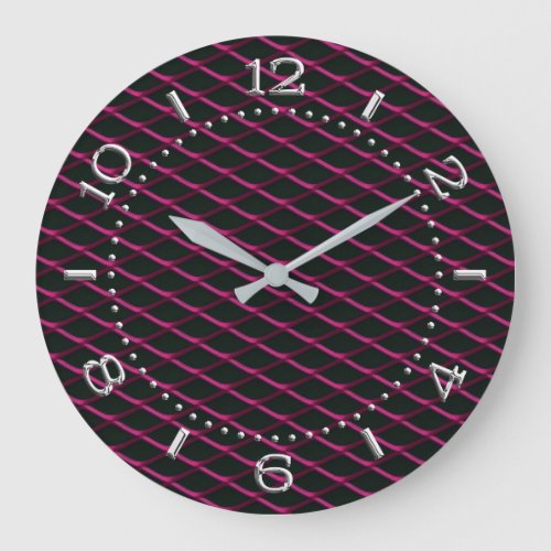 Sporty Industrial Automotive Textures Pink on a Large Clock