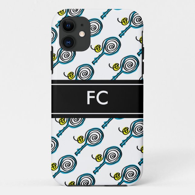 Sporty iPhone case with tennis racket pattern (Back)
