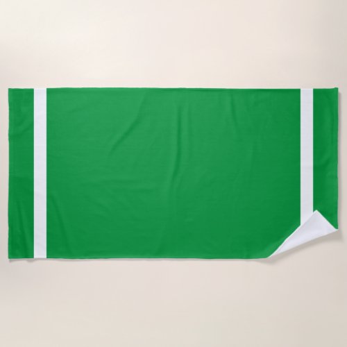 Sporty Kelly Green Color Pop White End Stripes Beach Towel