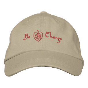 Sporty Khaki 'Be the Change' Embroidered Baseball Cap