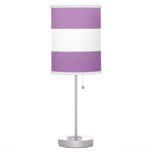 Sporty Lavender Purple White Modern Wide Stripes Table Lamp