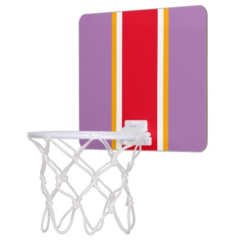 Sporty Lavender Red Yellow White Racing Stripes Mini Basketball Hoop