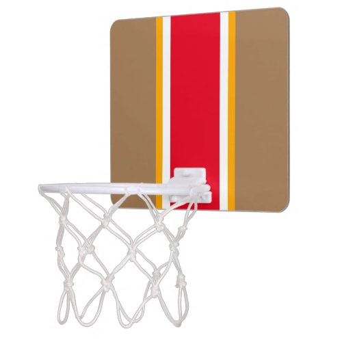 Sporty Light Brown Red Yellow White Racing Stripes Mini Basketball Hoop