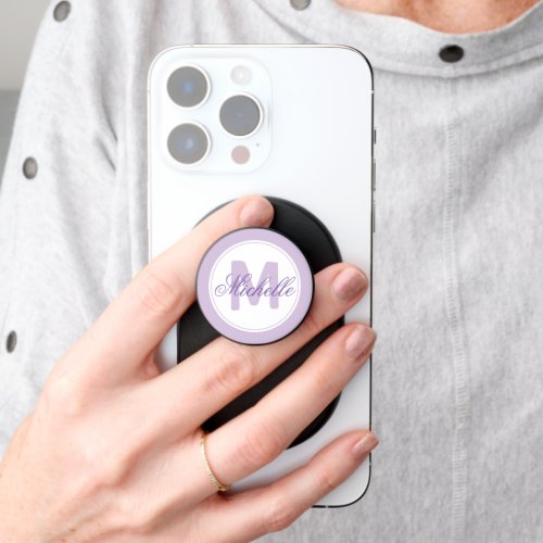 Sporty Lilac Name and Monogram PopSocket