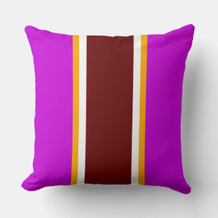 Sporty Magenta Deep Red White Racing Stripes Throw Pillow