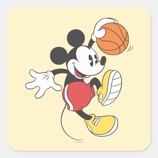 Sporty Mickey | Basketball Player Square Sticker (Front)