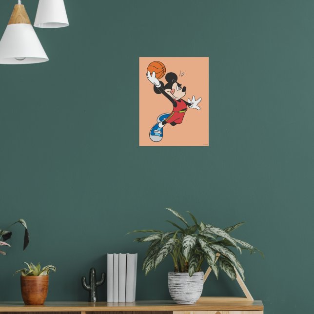 Sporty Mickey | Dunking Basketball Poster | Zazzle