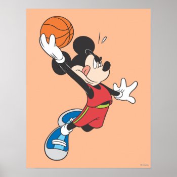 Sporty Mickey | Dunking Basketball Poster by MickeyAndFriends at Zazzle