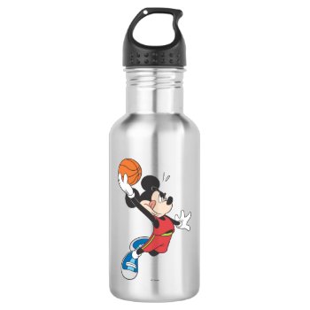 Sporty Mickey | Dunking Basketball Stainless Steel Water Bottle by MickeyAndFriends at Zazzle