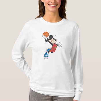 Sporty Mickey | Dunking Basketball T-shirt by MickeyAndFriends at Zazzle