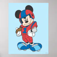 Sporty Mickey, Running with Football Poster