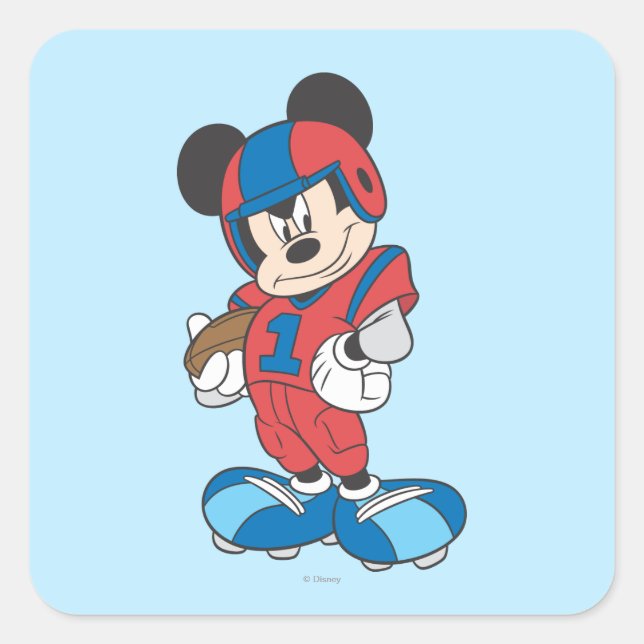 Sporty Mickey | Football Pose Square Sticker (Front)