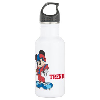 Sporty Mickey | Football Pose Stainless Steel Water Bottle by MickeyAndFriends at Zazzle