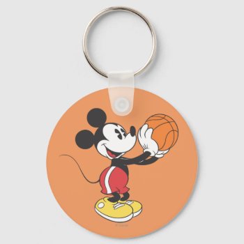 Sporty Mickey | Holding Basketball Keychain by MickeyAndFriends at Zazzle