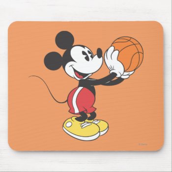 Sporty Mickey | Holding Basketball Mouse Pad by MickeyAndFriends at Zazzle