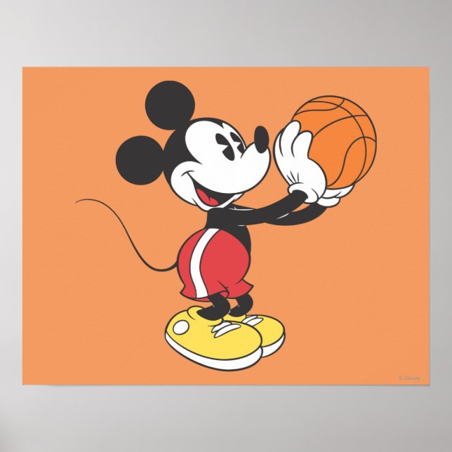 Sporty Mickey | Holding Basketball Poster (Front)