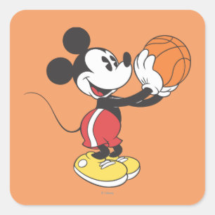 Sporty Mickey   Holding Basketball Square Sticker