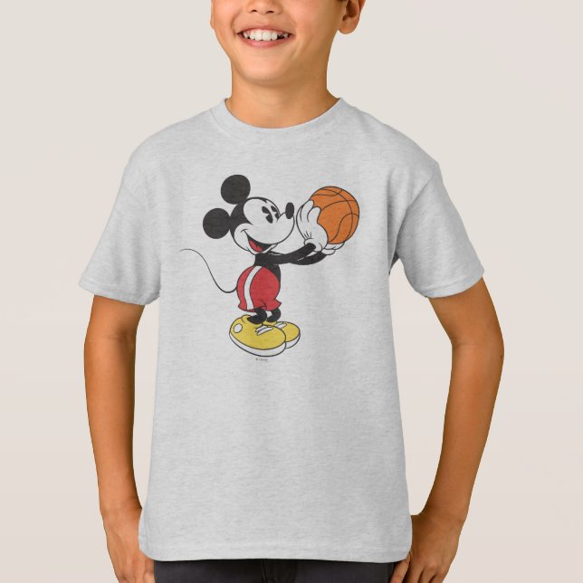Sporty Mickey | Holding Basketball T-Shirt (Front)