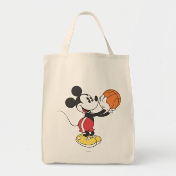 Sporty Mickey | Holding Basketball Tote Bag by MickeyAndFriends at Zazzle