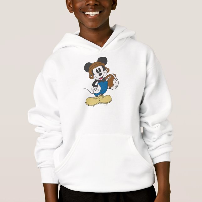 Sporty Mickey | Holding Football Hoodie (Front)