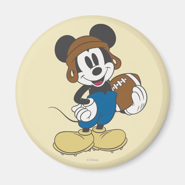 Sporty Mickey | Holding Football Magnet (Front)