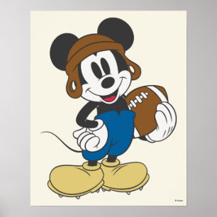 Sporty Mickey Holding Football Poster