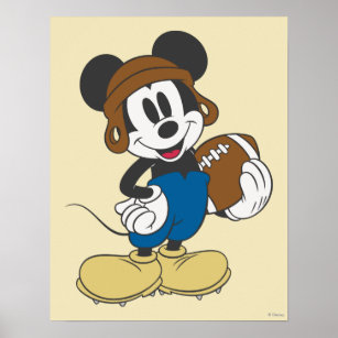 Sporty Mickey   Holding Football Poster