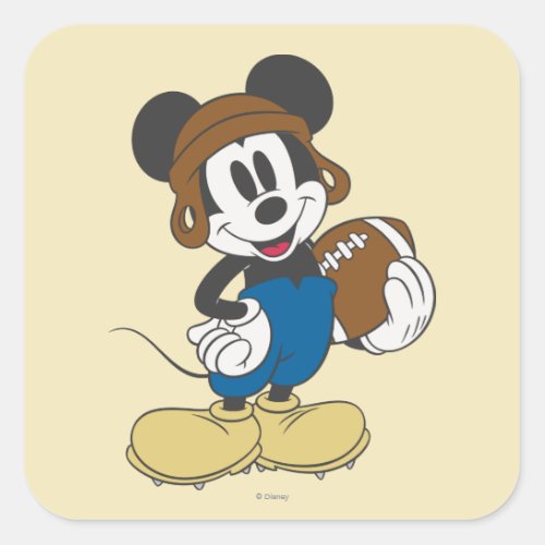 Sporty Mickey  Holding Football Square Sticker